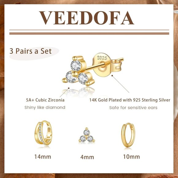 🆕 Women Gold Small Hoop Earrings Trendy Chunky Multiple Piercing Jewelry Gift - Picture 3 of 8